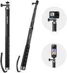 REYGEAK 59 Inch/150cm Selfie Stick Long Pole Invisible Carbon Fiber Waterproof Extension Monopod for Go Pro Max Hero13 12 11 10 9 8 7 Insta 360 X3 Ace Pro GO3 DJI OSMO Pocket 3 Action 3 4 Accessories