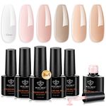 Modelones Builder Nail Gel 6 Colors, 8-in-1 Gel Builder Set for Nails, Hard Gel Builder Nail Strengthener Extension Color Gel Base Gel Rhinestone False Nail Tips Glue Gel in a Bottle, Gifts for Women