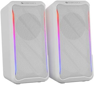 ZEBRONICS Igloo 2, 2.0 USB Computer Speakers, 10 Watts, RGB LED, USB Powered, AUX, Volume Control Pod for PC, Laptops, Desktop (White)