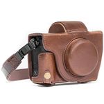 MegaGear MG687 Ever Ready Leather Case and Strap with Battery Access for Canon PowerShot G5 X Camera - Dark Brown