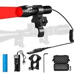 YZYOE Rechargeable Red Light Tactical Flashlight，500 Yard Red Hunting Light Zoomable Flashlight Hog Predator Lights with Pressure Switch Universal Picatinny Rail Mount kit.