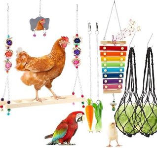 4 PCS Chicken Toys for Coop Accessories, Chicken Swing, Xylophone, Vegetable Hanging Feeder, Chicken Fruit Rack for Poultry Rooster Large Bird Parrot Lovers’ Entertainment Gift