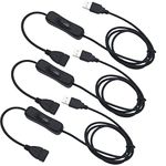 CESFONJER USB Switch Cable, 3 Pcs Male to Female USB Cable with On/Off Switch, USB Extension Inline Rocker Switch, for Driving Recorder, LED Desk Lamp, USB Fan, LED Strips