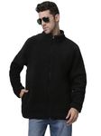 BE SAVAGE Sherpa Fabric Long Sleeves Zipper Hoodie With Pocket Winter Wear Jacket For Men's (IN, Alpha, XL, Regular, BLACK)