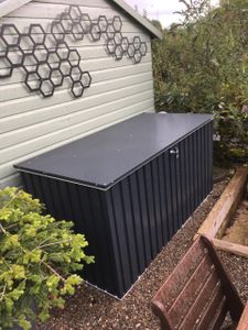 Duramax Metal Cushion Box 1450L – Outdoor Deck Storage, Anthracite & Off-White