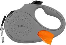 TUG Oval 360° Tangle-Free Retractable Dog Lead with Integrated Waste Bag Dispenser (Small, Grey)