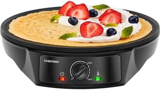 CHEFMAN Electric Crepe Maker: Precise Temp Control, 12" Non-Stick Griddle, Perfect for Crepes, Tortillas, Blintzes, Pancakes, Waffles, Eggs, Bacon, Batter Spreader & Spatula Included, Black