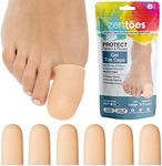 ZenToes 6 Pack Gel Toe Cap and Protector - Cushions and Protects to Provide Relief from Missing or Ingrown Toenails, Corns, Blisters, Hammer Toes (Large, Beige)