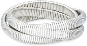 BONJOULRY 14K Gold Plated Bangle Bracelets Set for Women Stretchy Link Chain Bracelet Flexible Wide Wristband Bangle Bracelets Omega Chain Bracelet Set of 3 10MM Each Twisty Silver Color