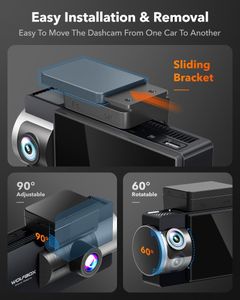 WOLFBOX 4K 3-Channel Dash Cam with WiFi, 64GB Card, GPS, Night Vision