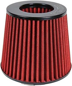 KYOSTAR Universal 3" (76mm) High-Flow Air Filter, Reusable Cone Cold Air Intake, High Performance, Washable, Clamp-On Car High Flow Dry Air Kit, Flange Diameter: 3 Inch, Filter Height: 6.1 Inch, Red