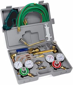 XtremepowerUS Oxy Acetylene Welding Cutting Torch Brazing with 3 Nozzle 15' ft Hose Gauge Regulator Set Carrying Case