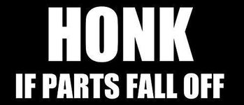 JR Studio 3x9 inch Honk If Parts Fall Off Bumper Sticker (Funny Junk Junker Old car) Vinyl Decal Sticker Car Waterproof Car Decal Bumper Sticker