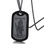 FaithHeart Black Saint Christopher Necklace for Son Stainless Steel St.Christopher Dog Tag Medal Keep You Safe Jewellery Christian Necklaces Amulet Gifts for Children Kids