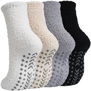 Juedverty Non Slip Socks for Women,Fuzzy Slipper Fluffy Cozy Warm Hospital Grips Socks Gifts for Elderly Christmas Spa