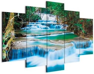 murando - Quadro Cascata Natura 200x100 5 Pezzi Stampa su tela in TNT XXL Immagini Moderni Murale Fotografia Grafica Decorazione da Parete Quadri Componibili Alberi blu verd