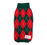 DOGTOWN Checked Sweaters for Dogs/Puppies - Cosy, Soft, Warm & Comfortable Pet Clothes (Red & Green - XL)