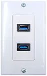 4.2A USB 3.0 Receptacle Outlets Wall Plates Panel, Haokiang 2 High Speed USB 3.0 Charging Dual Female Port Wall Plates Included, Size 115 MM x 70 MM