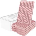 HomeCloud Mini (104x4pc= 416 cubes) Ice Cube Trays - Perfect for Refreshing Chilled Drinks | Complete Set with 4 Packs of Pink Trays, Ice Bin with a Lid and a Scoop -BPA Free (Pink)