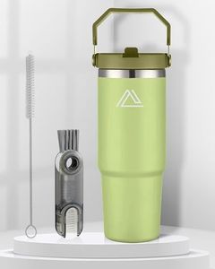 Jolada Australia Insulated Water Bottle, Insulated Tumbler with Handle and Straw, Double Walled Coffee Cup, Stainless Steel Water Bottle, Insulated Flask, Large Travel Mug (Olive Green, 30oz)