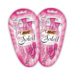 BIC Miss Soleil Razors Women - Flower Handle Style - Triple Blade Stainless Steel Lady Shaver - Pack of 8