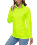 MAGCOMSEN Womens Long Sleeve T Shirt Quarter Zip SPF 50+ Sun UV Shirts Athletic Dry Fit Workout Top Running Green M