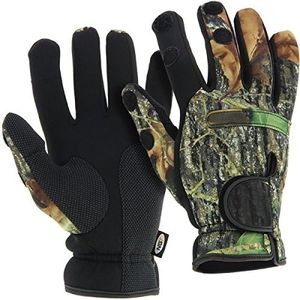 NGT Unisex's Camo Neoprene Fishing Gloves, Green, Large