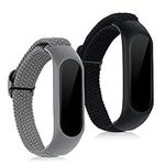 kwmobile Nylon Smartwatch Strap Compatible with Xiaomi Mi Smart Band 6 / Mi Band 6 / Band 5 Strap - 2x Fitness Tracker Replacement Wristband with Clasp