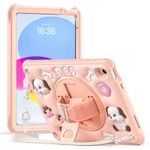 ProElite Cover for Apple iPad (A16) 11th/10th Generation (2025/2022) Case Cover, Tough Bubble Kids case Cover for Apple iPad 11th/10th Gen 2025/2022 with Rotating Kickstand & Shoulder Strap, Pink