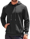 COOFANDY Men's Hooded Sweatshirts Long Sleeve Casual Waffle Knit Pullover Hoodies with Kanga Pocket, Black, Medium