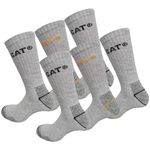 Caterpillar 6 Pairs Men's Work Socks Accident Prevention Reinforced Heel and Toe Cotton Sponge (Light Grey, 9-11)