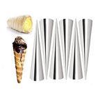 CONNECTWIDE® 6 Pcs DIY Non-Stick Stainless Steel Baking Cones Set. Spiral Horn Pastry Cream Roll Tubes/Cake Cone Mold/Cannoli Forms/Croissant Shell Metal Ice Cream Roll/Funnel Shape/Kitchen/Party