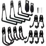 Remiawy Garage Hooks, 14 Pack Heavy Duty Garage Storage Hooks Steel Tool Hangers for Garage Wall Mount Utility Hooks and Hangers with Anti-Slip Coating for Garden Tools, Ladders, Bikes, Bulky Items