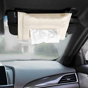 pack all Car Tissue Holder, Premium Microsuede Sun Visor Napkin Holder for Car, Universal Mask Holder Dispenser, Wipes Case for Car Backseat, Car Tissue Box for Vehicle Accessories (Beige)