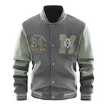 CLOAKA Varsity Baseball Jacket for Men Letterman Bomber Jackets, Gray, X-Large