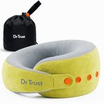 Dr Trust USA Cocoon 3219 Travel Neck Pillow 360° Ergonomic Support for Car, Flight & Train Comfortable Memory Foam Pillow with 4 Adjustable Buttons – Green