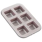 CHEFMADE Brownie Cake Pan, 6-Cavity Non-Stick Square Muffin Pan Blondie Bakeware for Oven Baking (Champagne Gold)