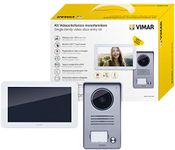VIMAR K40915 Video Door Entry Kit for Single-Family with 7" Hands-Free Video Monitor Touch Screen, for Intercom System, Entry Panel with 1 Buttons, Power Supply, for Surface-Wall Installation
