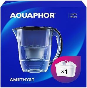 AQUAPHOR Water Filter Jug Amethyst with 1 X MAXFOR+ 200L Cartridge - Capacity 2.8L - Black