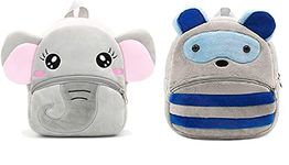 blue tree Kids School Bag Soft Plush Backpack Cartoon Bags Mini Travel Bag for for Girls Boys Toddler Baby Elephant & Recon