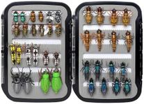 Trout Fly Fishing Flies Collection 38 Premium Flies Dry Wet Nymph Streamers Fly Assortment with Fly Box Flyfishing Flys Lures Kits (Super Realistic Fly Selection 38 Pcs)