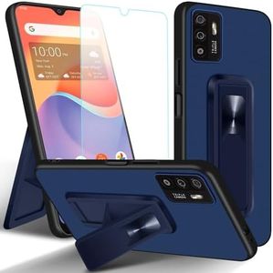 ZHIYIWU Case for ZTE Zmax 11 Z6251 Phone Case Hide Telescopic Folding with Ring Kickstand Shockproof Protective Cover，with 1pcs Screen Protector Reinforced Corners Blue