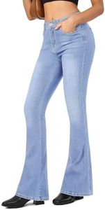 VIPONES Women's Flare Bell Bottom Jeans High Waisted Wide Leg Bootcut Light Blue Jeans Stretchy Denim Pants(1092, 2)