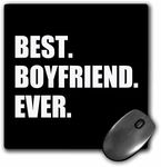 3dRose Best Boyfriend Ever White Text on Black Anniversary Valentines Day Mouse Pad (mp_179708_1)