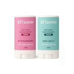 Bitamin Natural Deodorant for Kids & Teens | With added 3% Vitamin C & E | No Aluminium, No Alcohol, No parabens, No Triclosan Unisex Deo (20 g (Pack of 2), Sea Salt and Strawberry)