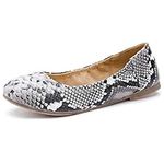 Odema Womens Ballet Flats Walking Shoes Loafers Slip-ons, Snake, 6.5