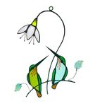 Hummingbird with Flower Stained Glass Suncatcher Bird Stained Glass Window Hangings Hummingbird Gift for Women Home Decor