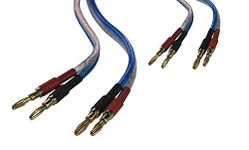 KK Cable BB2-2[1Pair 8banana Plugs Total] HiFi Speaker Wire, Assembled (Banana to Banana Plugs) Blue (4.92ft PER Wire / 1.5M PER Wire) BB2-2