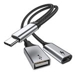 USB C OTG with Charging USB C OTG Adapter USB C OTG Splitter with 60W PD Fast Charge Compatible for Steam Deck,Galaxy S22,Switch,Google Chromecast with Google TV,Pi-KVM,3D Printer,Octa4a,Pixel4 XL