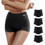 MEIYATING Boy Shorts Underwear for Women High Waisted Boyshorts Cotton Panties Stretch Boxer Briefs 4 Pack